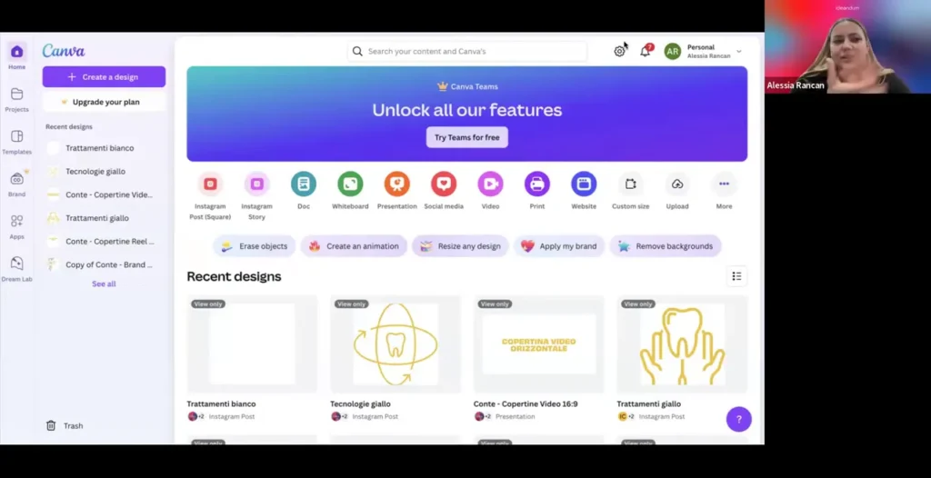 canva per lo studio dentistico | strumento per creare contenuti social